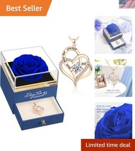 Timeless Blue Rose with Heart Pendant - Romantic Gifts for Women on Spec... - $1,400.96 MXN