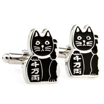 MANEKI NEKO CUFFLINKS Lucky Waving Cat Japanese Good Luck Icon Beckoning... - $279.29 MXN