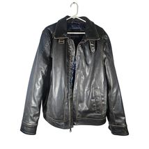 Tommy Hilfiger Mens Brownish Black Leather Jacket Size Large - $89.99