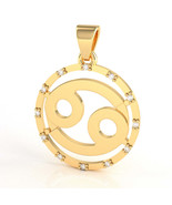 Cancer Zodiac Sign Diamond Bezel Pendant In Solid 10K Yellow Gold - $4,544.80 MXN
