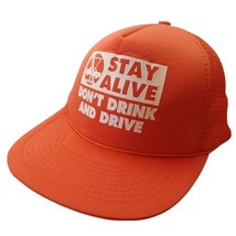 Vintage Stay Alive Don’t Drink &amp; DrIve Snapback Mesh Trucker Hat Cap Red - £6.18 GBP