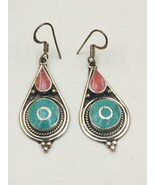 Handmade Ethnic Silver Dangle Earrings with Colorful Gemstones - €43,05 EUR Handmade Ethnic Silver Dangle Earrings with Colorful Gemstones - €43,05 EUR