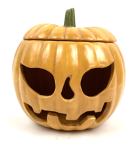 Vintage Ceramic Halloween Mold Jack O Lantern Pumpkin Decoration Lid 6.5” - £36.09 GBP