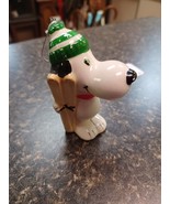 Vtg 3&quot; Peanuts Snoopy With Skis Ceramic Christmas Ornament Japan 1966 - $47.37 CAD