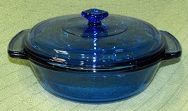 Vintage Anchor Hocking Cobalt Blue Covered Casserole Baking Dish 1.5 Quart - £15.82 GBP