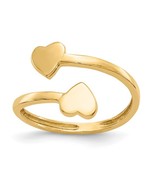 14K Yellow Gold Double Heart Toe Ring - €158,73 EUR
