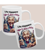 Funny Mug Life Happens, Coffee &amp; Wine Helps Sassy Cup Gag Gift for Wine ... - €10,34 EUR+