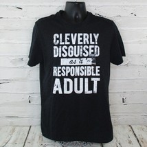 Noize Mens Size Small (S) Cleverly Disguised Graphic T-Shirt Heather Black White - £11.68 GBP