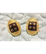 Football Shaped With Stars Earrings Sports Black Gold Tone Bling Earring... - €6,86 EUR