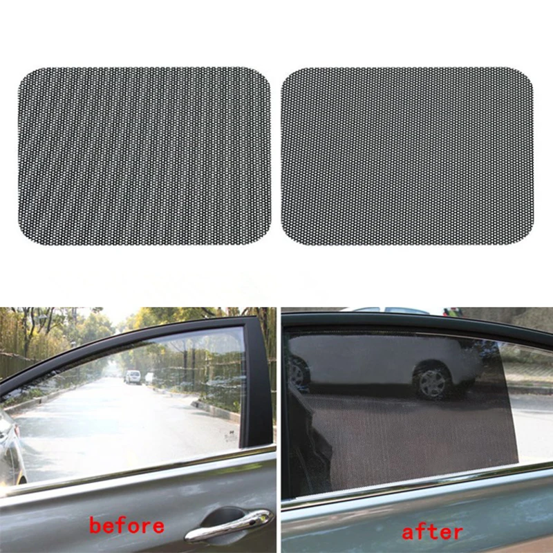 2Pcs 42x38cm DIY Car Stickers Sun Shades Sun Protection Window Cover Black PVC - £9.56 GBP