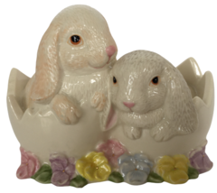 Lenox White Bunnies in Eggshells Figurine Hatching Easter Spring Home Decor - £32.07 GBP