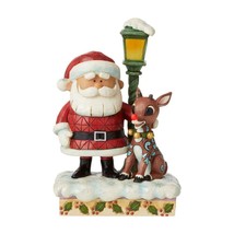 Jim Shore Rudolph Santa Figurine with Lamp Post Lights Up 7" High Christmas