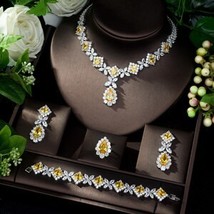 Hot-Sale AAA Cubic Zirconia Necklace Bracelet Earrings and Ring 4pcs Dubai Full  - £86.25 GBP