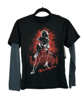 Champion Gear Boy&#39;s Graphic Football Hangdown Crew Neck T-Shirt, Black, ... - $9.89
