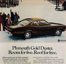 1972 Chrysler Plymouth Gold Duster Advertisement Automobilia Skiing DWII17 - $29.99