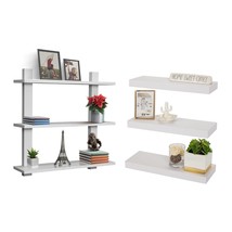 Sorbus Floating Shelves Bundle - Set of 4 Wall Shelves - 3-Tier Square Wall Shel - £81.75 GBP