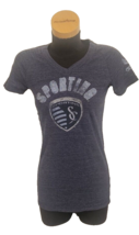 Adidas SKC Womens Sz M Blue Shirt MLS V Neck T shirt Sporting Kansas Cit... - $246.89 MXN