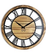 Montoire 24” Rustic Wood Wall Clock, Silent Roman Numerals, Farmhouse Decor - $1,267.93 MXN