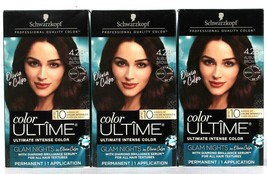 3 Schwarzkopf Color Ultime Glam Nights Olivia Culpo 4.28 Auburn Brown Hair Dye - £26.70 GBP