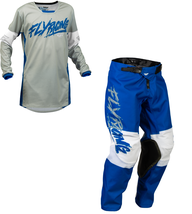 Fly Racing Kinetic Khaos Light Grey Blue White Dirt Bike Youth MX Motocross Gear - £113.70 GBP