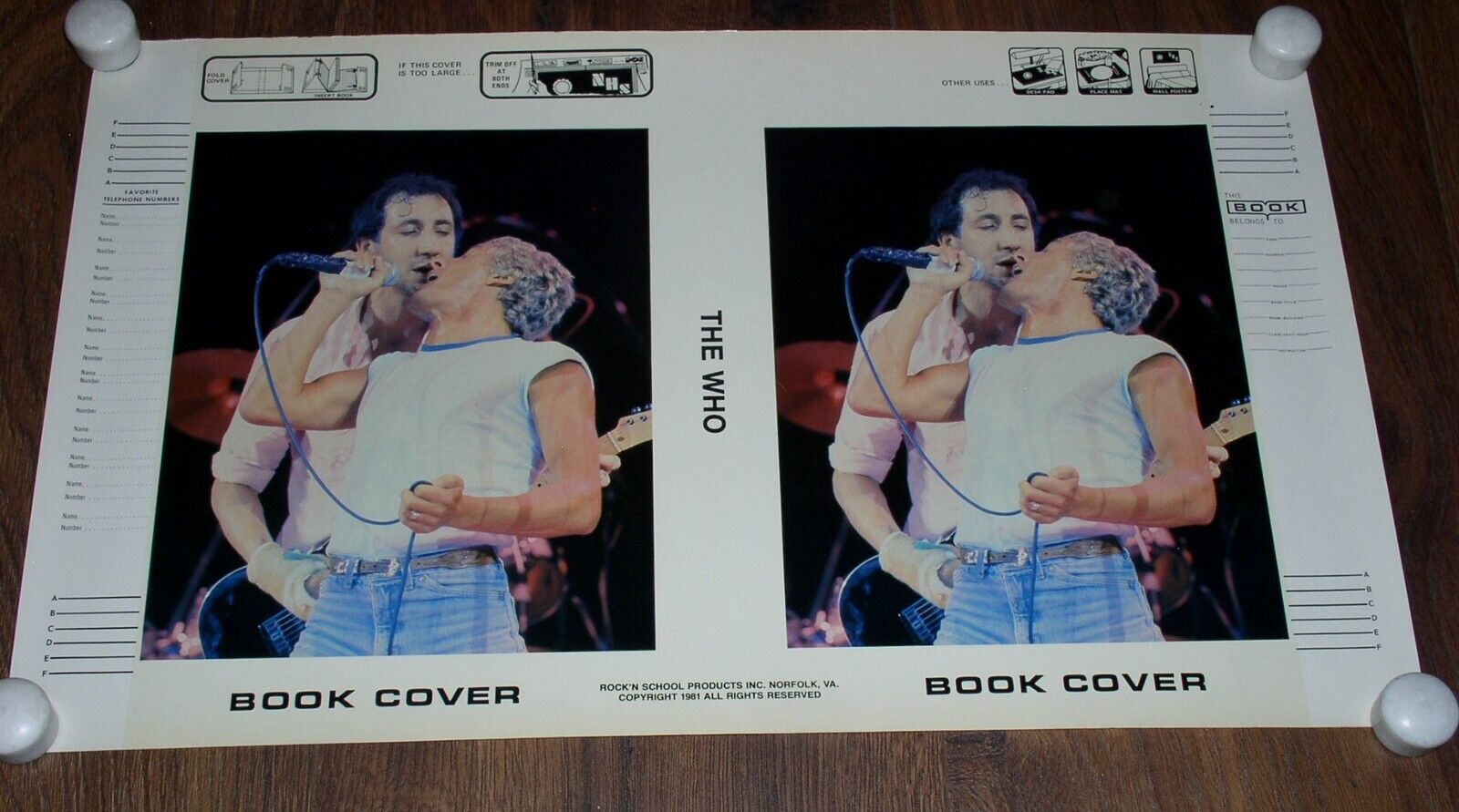 The Who Band Book Cover Vintage 1981 Rock &#39;N School Products Daltrey Tow... - $24.99