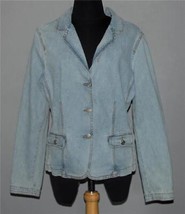 CABi Light Blue Silver Metal Buttons 2-Pkt Stretch Denim Blazer / Jacket... - £27.96 GBP