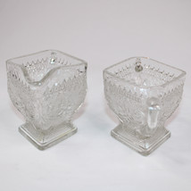 Vintage Indiana Glass Crystal Pineapple And Floral Diamond Sugar And Cre... - $9.70