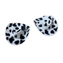 6pcs. Black and White Cow Printed Mini Doll Cowgirl Hats - £3.92 GBP