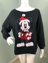 NWT Women&#39;s Disney Store w/ Black Red Foil Santa Mickey Mouse Sweatshirt... - $29.69