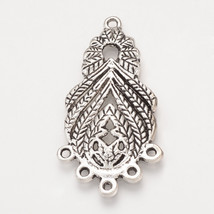 2 Chandelier Earring Findings Antiqued Silver Ornate Pendants Connectors... - $3.20