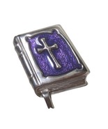 Vintage DaneCraft Purple Enamel Silver Bible Brooch Sterling Plated Chri... - £14.02 GBP