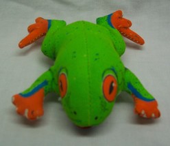 BRIGHT GREEN TREE FROG W/ OPENING MOUTH 4&quot; Plush STUFFED ANIMAL Toy Wendy&#39;s - $14.85