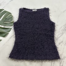 A Byer Womens Vintage Y2k Fuzzy Knit Sweater Top Size M Dark Purple Slee... - £21.43 GBP