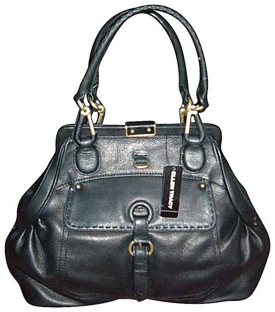 $589 Ellen Tracy Sandalia Purse Black Leather Handbag Bag Tote Top Swive... - £187.09 GBP