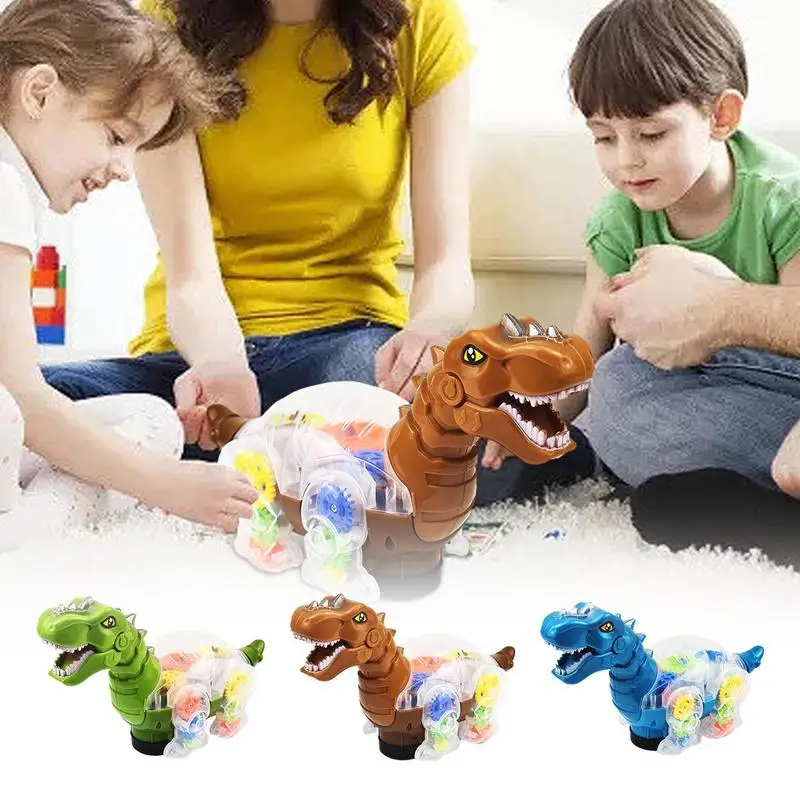 Transparent Toy Car for kids Electronic Light Sound Music Electric Gear Dinosaur - £8.64 GBP+