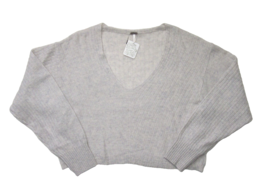 NWT Free People Elias Cashmere V-Neck in Light Gray Ribbed Slouchy Sweater XS - £73.54 GBP