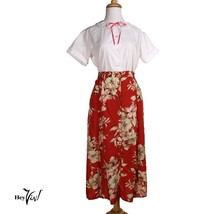 Vintage Country Classics Petites by Koret Red Floral Skirt, Waist 34&quot; - ... - £22.31 GBP