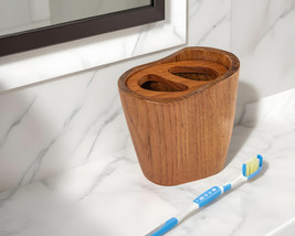 Natural Brown Solid Teak Oval Toothbrush Holder - $312.95 CAD