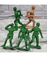 Jumbo 4” Army Men Soldiers Guys Lot Of 5 Plastic Molded Green Tan  - £5.46 GBP