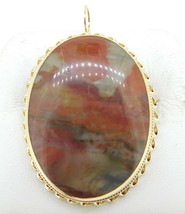 Large 10k Yellow Gold Oval Genuine Natural Agate Pin / Pendant (#J4256) - £155.54 GBP