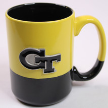 Georgia Tech Yellow Jackets 15 oz Black &amp; Yellow Ceramic Coffee Mug Pewter LOGO - £9.54 GBP