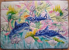 New Handpainted Batik Dolphins 28X20 Inch Cotton Bed Pillow Cover Bali - £21.81 GBP