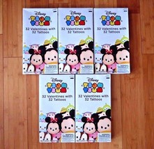 Total 160 Ct Disney Tsum Tsum Valentines Cards Tattoos Valentine Day Party Favor - £12.94 GBP