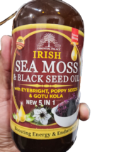 Organic Sea Moss &amp; Black Seed Herbal Blend 16oz Glass Bottle - $39.11