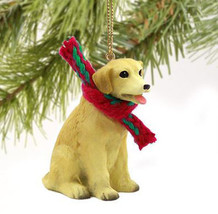 Lab Labrador Retriever (Yellow) Dog Christmas Ornament Holiday Figurine Scarf - £16.63 GBP
