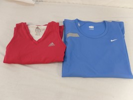 Women&#39;s Adidas Pink Medium Tank Top and Nike Blue Medium Fit Dry Tank Top 6066 - £8.63 GBP