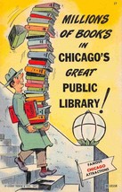 Chicago Public Library Millions of Book Famous Chicago Attraction linen ... - £5.81 GBP