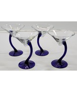 *AR) Vintage Set Of 4 Bravura Libbey Cobalt Blue Martini Cocktail Glasses - £23.93 GBP