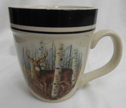 3 Folkcraft Whitetail Buck Coffee Mugs Deer 4 1/4&quot; Hunting Cabin 16 Oz Scotty Z - £20.64 GBP