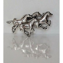 Handwrought 925 Sterling Silver Running Horses Brooch Sky - $51.48